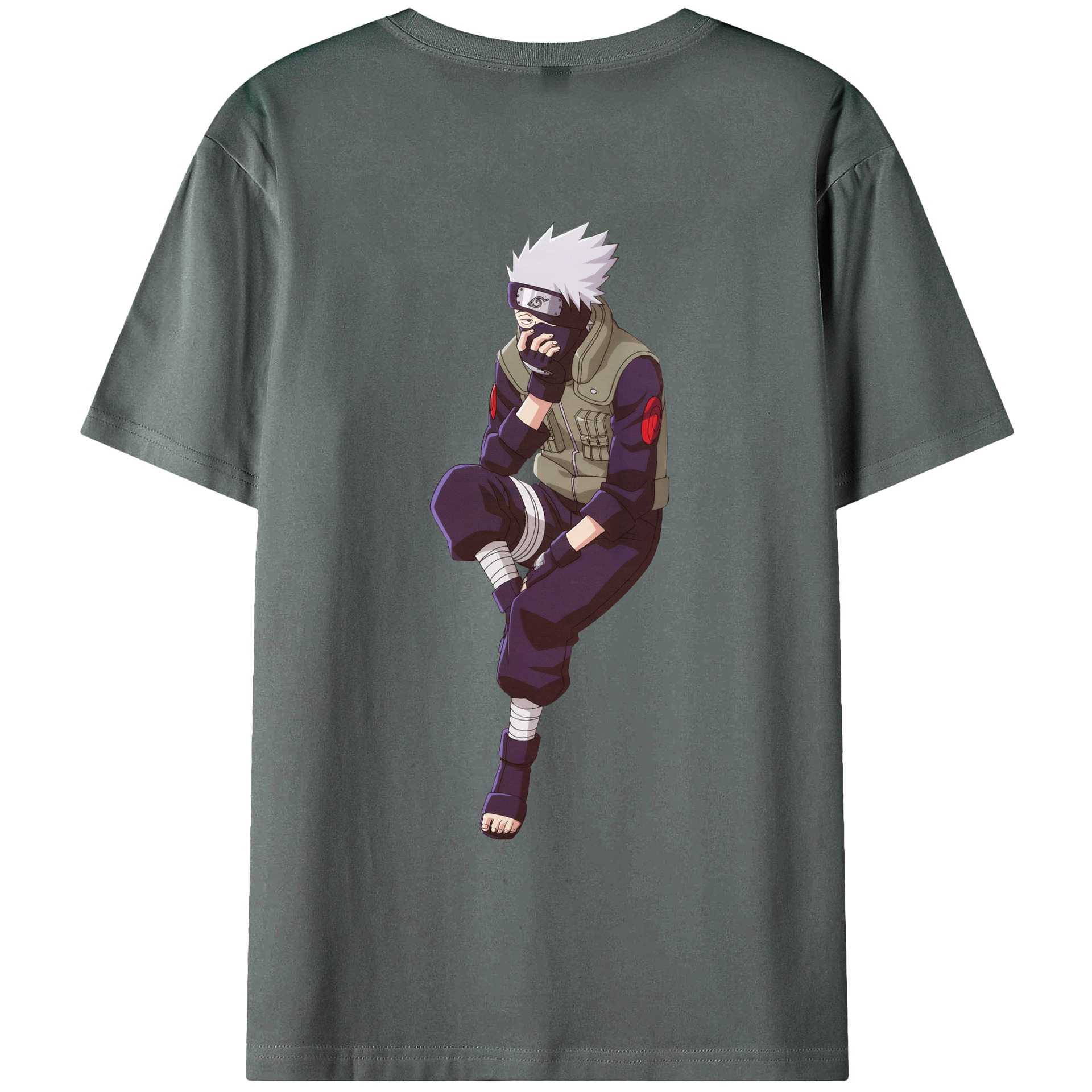 （画像用） NARUTO -ナルト- はたけ カカシ Hatake Kakashi 綿100％ メンズ半袖Tシャツ（バックプリント） 通気性